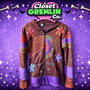 Rising International Brown and Purple Patchwork Hoodie - 100% Cotton